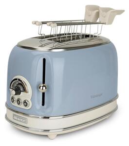Тостер за хляб Ariete VINTAGE 0155/05, 810W, 2 филии, 3 функции, 6 степени, Подвижна тава за трохи, Син