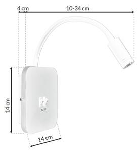 LED гъвкава стенна лампа с USB BASE LED/8W + LED/2W/230V бяла