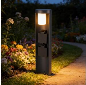 Brilagi - Външна лампа с 2 SCHUKO контакта PILLAR 1xG9/11W/230V IP44 антрацит