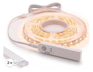 Комплект 1x гъвкава LED лента с сензор FLEX LED/3,6W/4xAA 2 m + 2x вграден профил 1 m