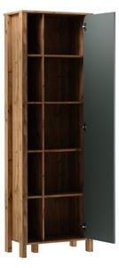 Шкаф за книги MENTA 66x200x37 см, дъб вотан/зелена
