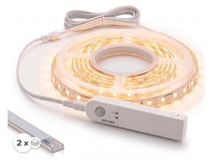 КОМПЛЕКТ 1x LED лента с датчик FLEX LED/3,6W/4xAA 2 m + 2x вграден профил 1 m