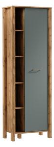 Шкаф за книги MENTA 66x200x37 см, дъб вотан/зелена