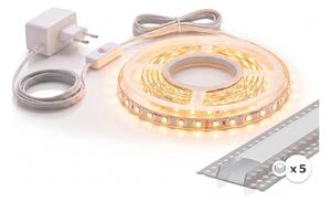 Комплект 1x LED лента MYLIVING LIGHTSTRIP LED/22W/230V 5m + 5x вграден профил 1 m