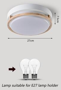 Brilagi - Плафон ORINO 2xE27/40W/230V Ø 27 см, бял/дъб