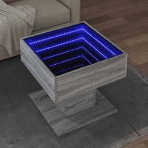 Sonata H Маса за кафе с LED, сив сонома, 50x50x45 см, инженерно дърво