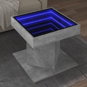 Sonata H Маса за кафе с LED, бетонно сива, 50x50x45 см, инженерно дърво