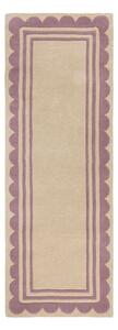 Ръчно изработена вълнена пътека в лилав и естествен цвят 80x230 cm Lois Scallop – Flair Rugs