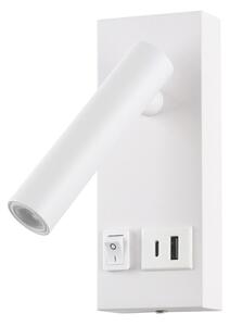 LED Стенен спот с USB LED/2W/230V бял