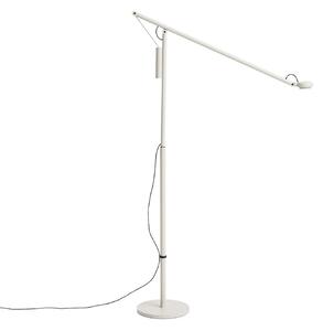 HAY LED стояща лампа Fifty-Fifty, сива, височина 135 см, с регулиране на, Затъмняване, Сив, Дневна/трапезария, Алуминий, Дизайн