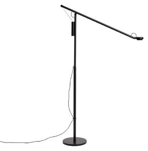 HAY LED стояща лампа Fifty-Fifty, черна, височина 135 см, с регулиране на, Затъмняване, Черен, Дневна/трапезария, Алуминий, Дизайн