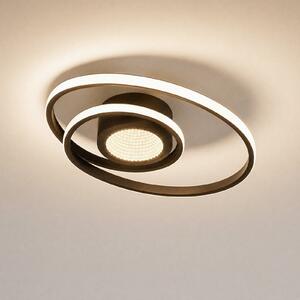 Lindby LED лампа за таван Thalina, 45 cm, с възможност димиране, Infinity, Затъмняване, Черен, Дневна/трапезария, Метал, Модерен