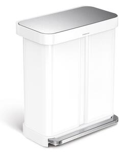 Бяло стоманено кошче за боклук 34+24 l за рециклиране/с педал Dual – simplehuman