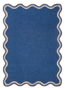 Тъмносин ръчно изработен килим със смес от вълна 120x170 cm Rivo Wool – Flair Rugs