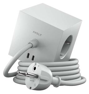 Avolt Stikdåser - Square 1 w/30W Dual USB-C & Magnet 1,8m Gotland Gray Avolt