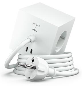 Avolt Stikdåser - Square 1 w/30W Dual USB-C & Magnetic Base 1,8m ML Edition Бяло Avolt A