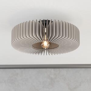 EGLO Таванна лампа Palombaia, бяла, Ø 50 cm, стомана/дърво, E27, Затъмняване, Бял, Метал