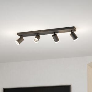 EGLO connect Smart LED спот Melitello-Z, 4-светлинен, черен, Затъмняване, Черен, Дневна/трапезария, Алуминий, Модерен