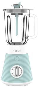 Блендер Tesla BL510BWS, 500W, Стъклена кана с вместимост 1.5 литра, Pulse, Четворно острие, Бял/Мента