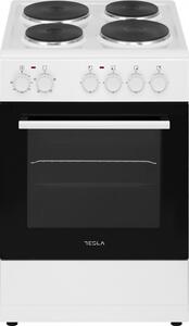 Готварска печка Tesla CS5400SW, 8.3 kW, 48 литра, Клас А, 4 котлона, 40-240 градуса, Бял