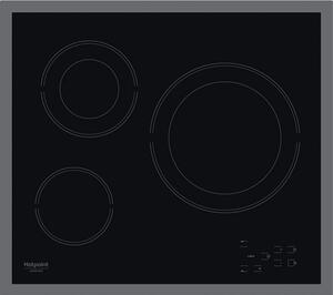 Керамичен плот за вграждане Hotpoint-Ariston HR 603X/1, 4500W, 4 зони, 9 степени, Таймер, Черен