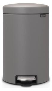 Кош за боклук с педал Brabantia NewIcon 1001090, 12 л, Плавно затваряне, Противоплъзгаща основа, Минерално покритие, Сив