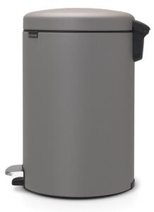 Кош за боклук с педал Brabantia NewIcon 1001091, 20 л, Плавно затваряне, Противоплъзгаща основа, Минерално покритие, Сив