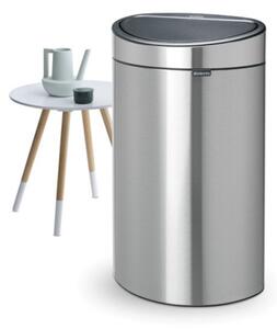 Кош за боклук Brabantia Touch Bin New 650532, 40 л, Безшумно и плавно затваряне, Плосък гръб, Инокс/мат