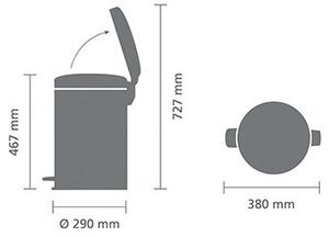Кош за боклук с педал Brabantia NewIcon 1001091, 20 л, Плавно затваряне, Противоплъзгаща основа, Минерално покритие, Сив