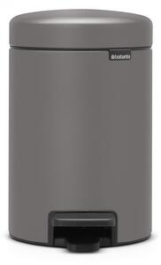 Кош за боклук с педал Brabantia NewIcon 1001096, 3 л, Плавно затваряне, Противоплъзгаща основа, Минерално покритие, Сив