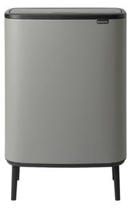 Кош за боклук Brabantia Bo Touch Hi 1001266, 2x30 л, Плътно прилепване към стена, Реглаж на краката, Минерално покритие, Сив