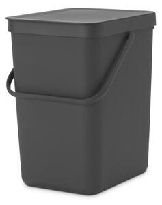 Кош за разделно събиране на боклук Brabantia Sort&Go 1003237, 25 л, Дръжка, Възможност за стенен монтаж, Тъмносив