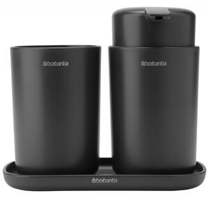 Комплект аксесоари за баня Brabantia ReNew 1003491, 3 части, 250 мл, Устойчиви на корозия, Тъмносив
