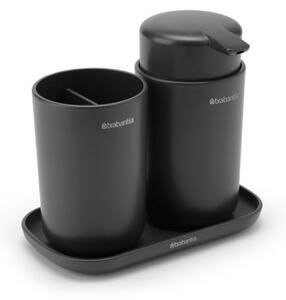 Комплект аксесоари за баня Brabantia ReNew 1003491, 3 части, 250 мл, Устойчиви на корозия, Тъмносив