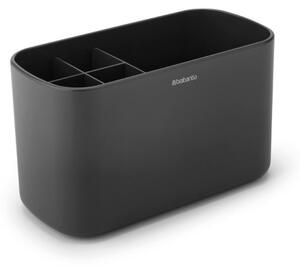 Кутия за аксесоари за баня Brabantia ReNew 1003493, Устойчива на корозия, Вътрешен разделител, Противоплъзгаща основа, Тъмносив