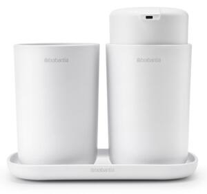 Комплект аксесоари за баня Brabantia ReNew 1003492, 3 части, 250 мл, Устойчиви на корозия, Бял