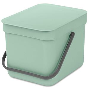 Кош за разделно събиране на боклук Brabantia Sort&Go 1005515, 6 л, Дръжка, Възможност за стенен монтаж, Светлозелен