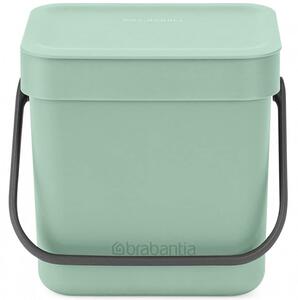 Кош за разделно събиране на боклук Brabantia Sort&Go 1005520, 3 л, Дръжка, Възможност за стенен монтаж, Светлозелен