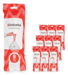 Торбички за кош Brabantia PerfectFit Slide/Paper Bin 1005564, Размер B, 5 л, 200 броя, Бял