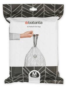 Торбички за кош Brabantia PerfectFit Bo 1005594, Размер М, 60 л, 40 броя, Бял