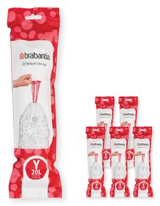 Торбички за кош Brabantia PerfectFit NewIcon 1005585, Размер Y, 20 л, 120 броя, Бял
