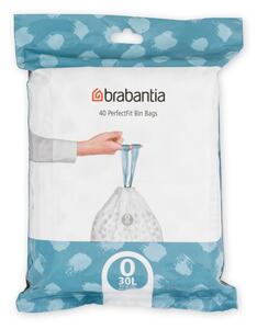 Торбички за кош Brabantia PerfectFit FlatBack+/Bo 1006073, Размер O, 30 л, 40 броя, Бял