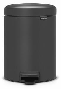 Кош за боклук с педал Brabantia NewIcon 1001103, 5 л, Плавно затваряне, Противоплъзгаща основа, Минерално покритие, Тъмносив