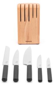 Комплект ножове 5 бр Brabantia Profile 1003298, Закалена стомана, Устойчиви на надраскване и корозия, Бук, Кафяв