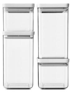 Комплект 4 бр. бурканчета за съхранение Brabantia Tasty+ 1001159, 700/1.6l, Подреждане един върху друг, Светлосив