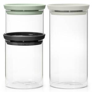 Комплект 3 бр бурканчета Brabantia Stackable 1005602, 300/600/1.1л, Подреждане един върху друг, Многоцветен