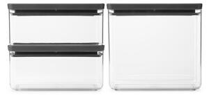 Кутии за съхранение Brabantia Tasty+ Stackable 1008881, 2x1.5л+1x3.5л, Без BPA, Плътно затваряне, Тъмносив