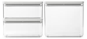 Кутии за съхранение на продукти Brabantia Tasty+ Stackable 1008882, 1.5л/3.5л, Без BPA, Плътно затваряне, Светлосив