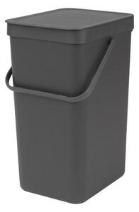 Кош за разделно събиране на боклук Brabantia Sort&Go 648978, 16 л, Дръжка, Възможност за стенен монтаж, Тъмносив