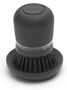 Дозатор за течен сапун с четка за миене на съдове Brabantia Sinkside 1003317, 100 мл, Полиестерни четчици, Поставка, Тъмносив